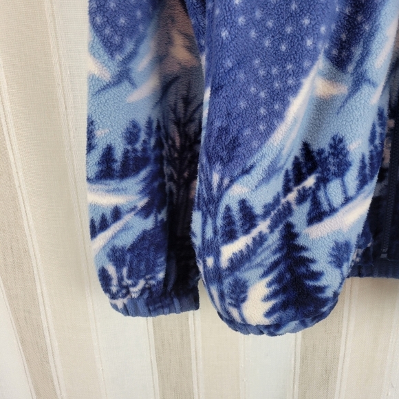 Vintage Blair‎ Fleece Jacket Mountains Winter Graphic Blue Size SML Medium - Picture 2 of 10